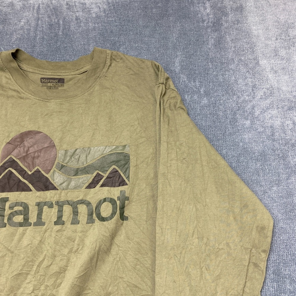 Marmot T Shirt Mens XL Green Graphic Print Long Sleeve Crewneck Casual Pullover - Picture 4 of 13